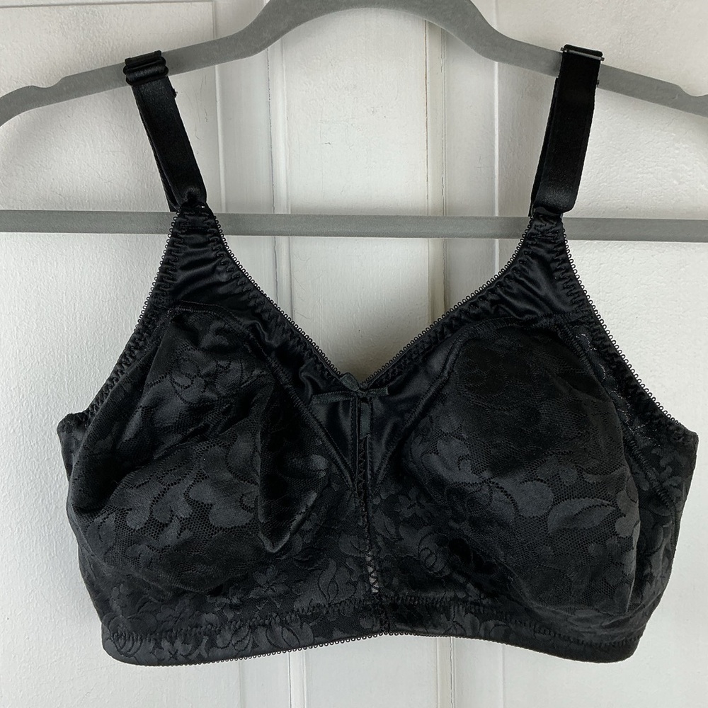 Bali 3372 Black Floral Support Bra 38DD NWOT